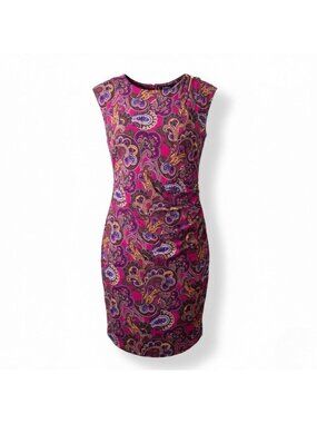 Lauren Ralph Lauren Womens Purple Paisley Sleeveless Dress Size 18
